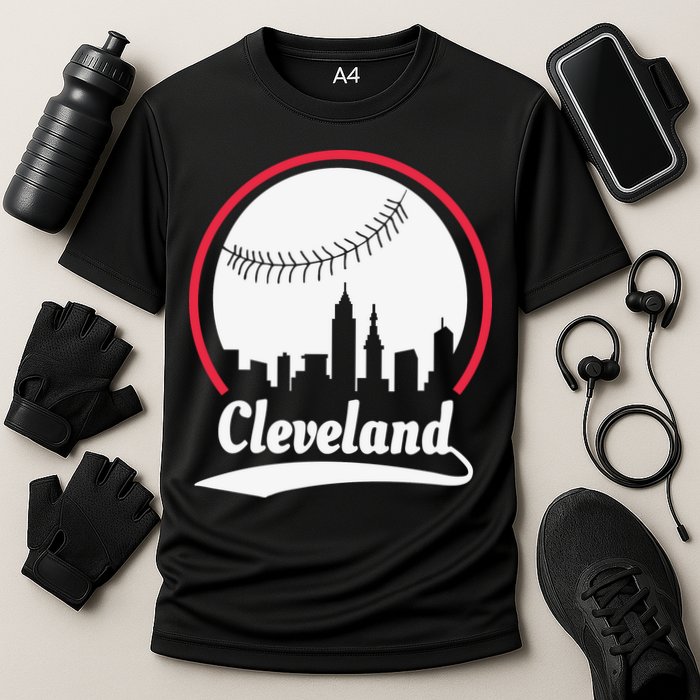 Cleveland Skyline Baseball Cooling Performance Crew T-Shirt