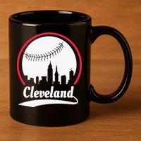 Cleveland Skyline Baseball 11oz C Handle Ceramic Mug