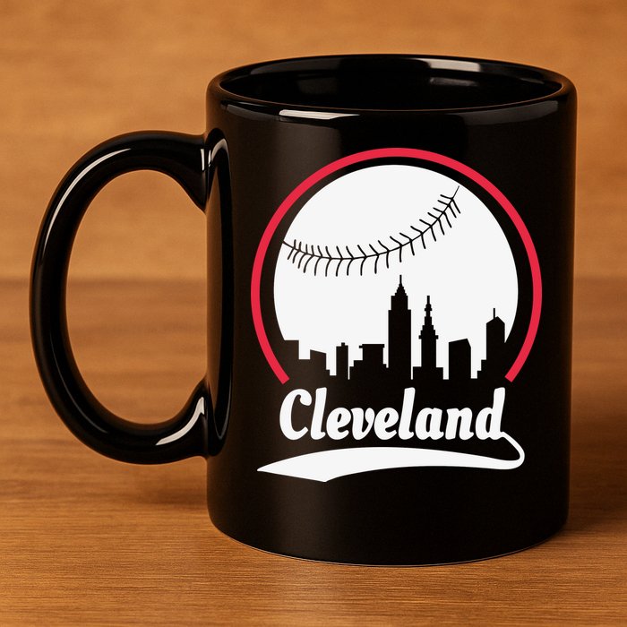 Cleveland Skyline Baseball 11oz C Handle Ceramic Mug