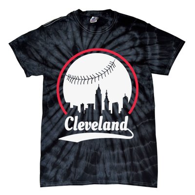 Cleveland Skyline Baseball Tie-Dye T-Shirt