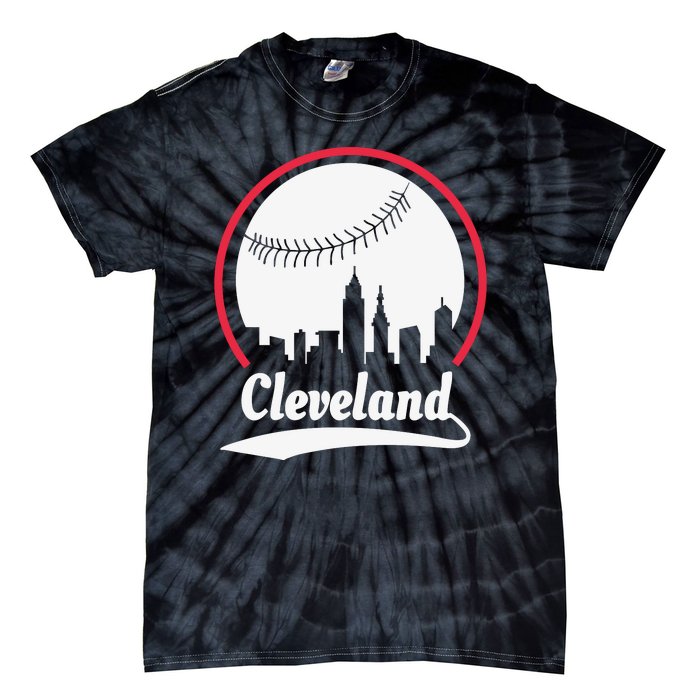 Cleveland Skyline Baseball Tie-Dye T-Shirt