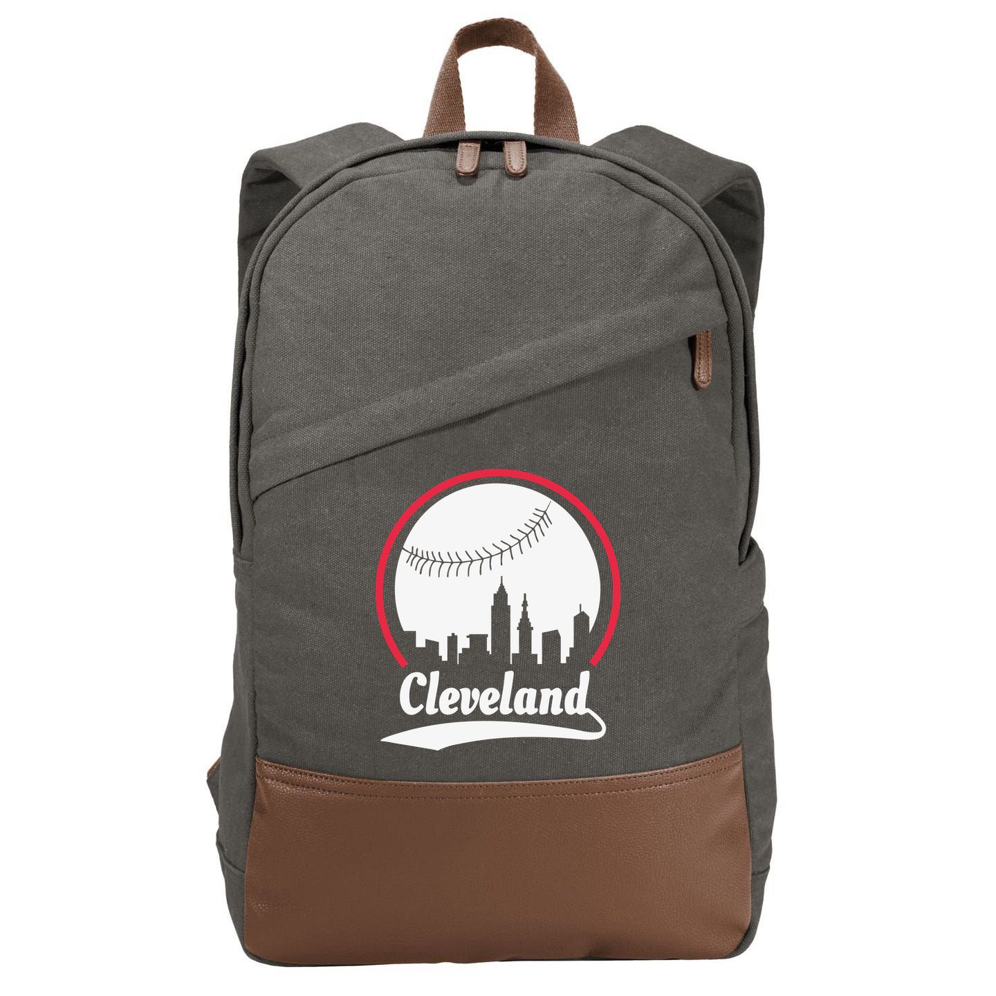 Cleveland Skyline Baseball Cotton Canvas Backpack