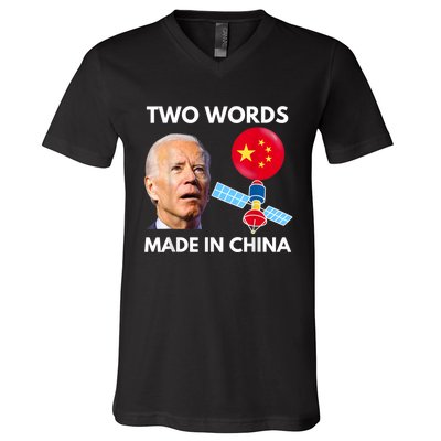 Chinese Spy Balloon Funny Surveillance Joe Biden China Flag V-Neck T-Shirt