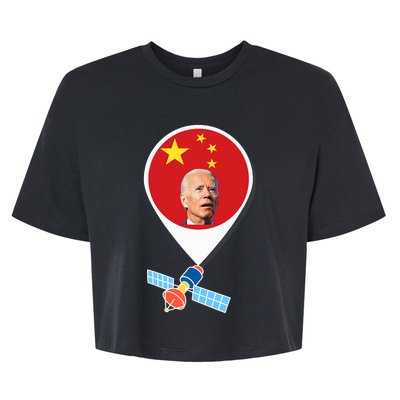 Chinese Spy Balloon Funny Surveillance Joe Biden China Flag Bella+Canvas Jersey Crop Tee