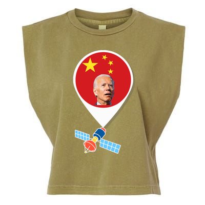 Chinese Spy Balloon Funny Surveillance Joe Biden China Flag Garment-Dyed Women's Muscle Tee