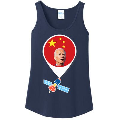 Chinese Spy Balloon Funny Surveillance Joe Biden China Flag Ladies Essential Tank