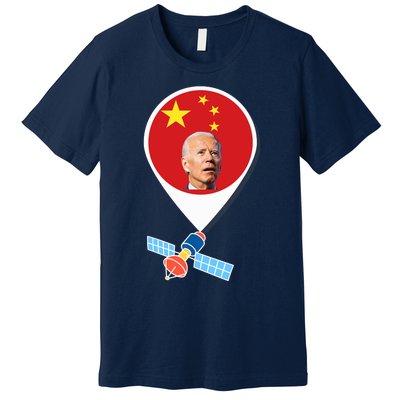 Chinese Spy Balloon Funny Surveillance Joe Biden China Flag Premium T-Shirt