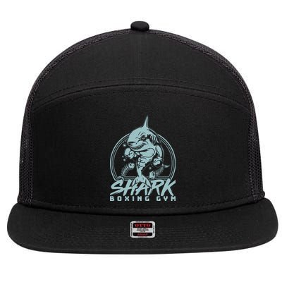 Cool Shark Boxing Gym Logo 7 Panel Mesh Trucker Snapback Hat