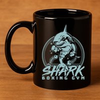 Cool Shark Boxing Gym Logo 11oz C Handle Ceramic Mug