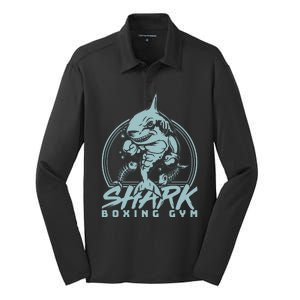 Cool Shark Boxing Gym Logo Silk Touch Performance Long Sleeve Polo