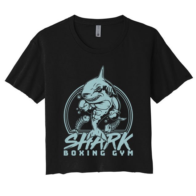 Cool Shark Boxing Gym Logo Crop Top