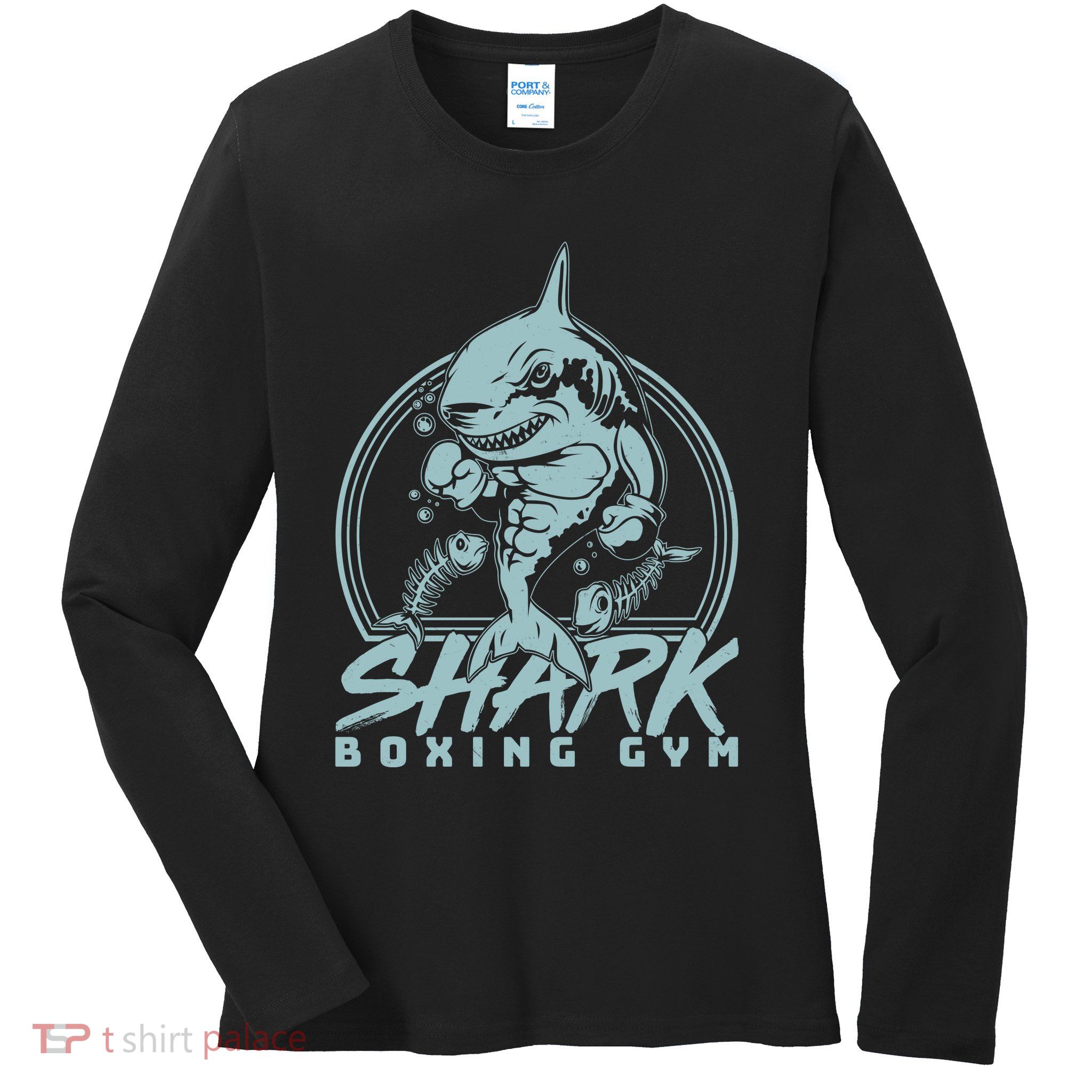 Cool Shark Boxing Gym Logo Ladies Long Sleeve Shirt