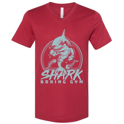 Cool Shark Boxing Gym Logo V-Neck T-Shirt