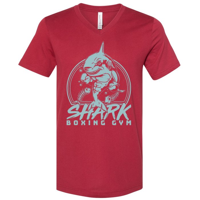 Cool Shark Boxing Gym Logo V-Neck T-Shirt