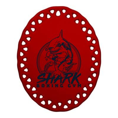 Cool Shark Boxing Gym Logo Ceramic Oval Ornament