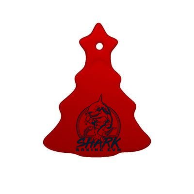 Cool Shark Boxing Gym Logo Ceramic Tree Ornament