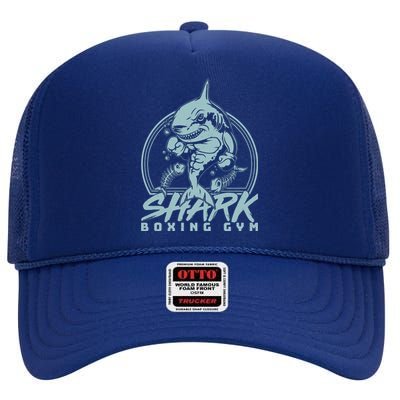 Cool Shark Boxing Gym Logo High Crown Mesh Back Trucker Hat