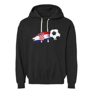 Croatia Soccer Ball Garment-Dyed Fleece Hoodie