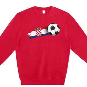 Croatia Soccer Ball Premium Crewneck Sweatshirt