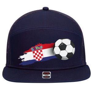 Croatia Soccer Ball 7 Panel Mesh Trucker Snapback Hat