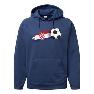 Croatia Soccer Ball Performance Fleece Hoodie