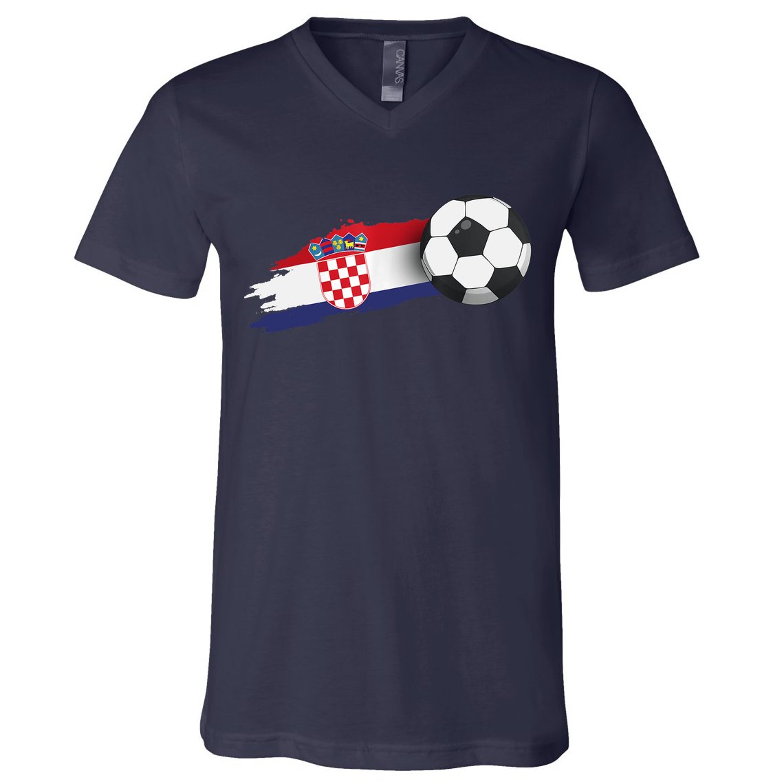 Croatia Soccer Ball V-Neck T-Shirt