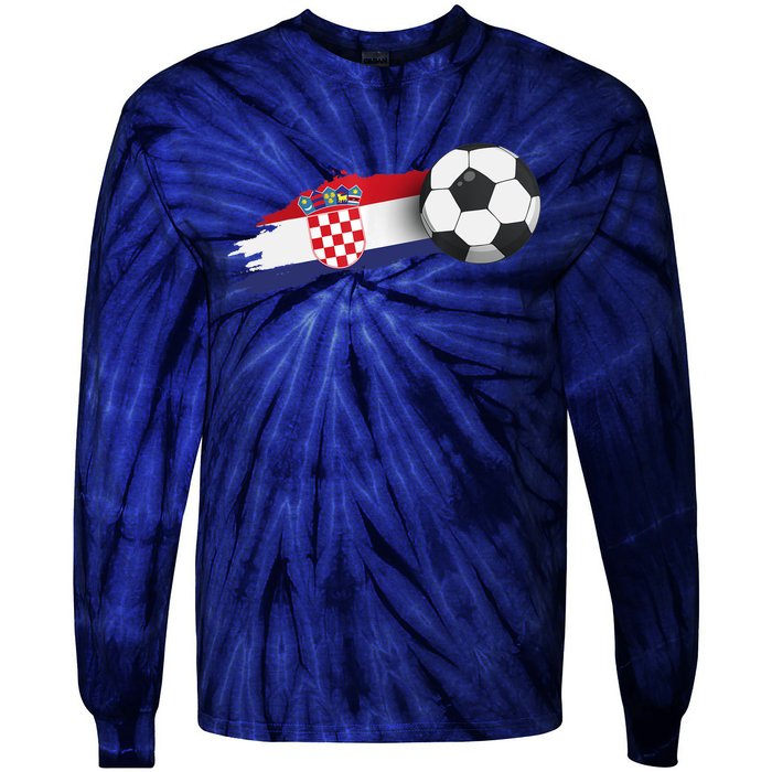 Croatia Soccer Ball Tie-Dye Long Sleeve Shirt