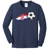 Croatia Soccer Ball Kids Long Sleeve Shirt