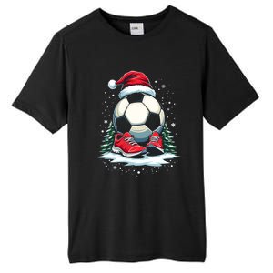 Christmas Soccer Ball Santa Hat Funny Soccer Player Xmas Gift Tall Fusion ChromaSoft Performance T-Shirt