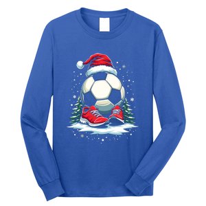 Christmas Soccer Ball Santa Hat Funny Soccer Player Xmas Gift Long Sleeve Shirt