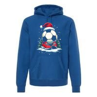 Christmas Soccer Ball Santa Hat Funny Soccer Player Xmas Gift Premium Hoodie