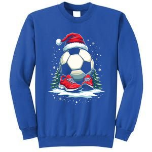 Christmas Soccer Ball Santa Hat Funny Soccer Player Xmas Gift Tall Sweatshirt