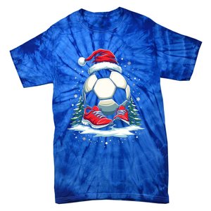 Christmas Soccer Ball Santa Hat Funny Soccer Player Xmas Gift Tie-Dye T-Shirt