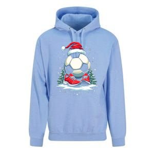 Christmas Soccer Ball Santa Hat Funny Soccer Player Xmas Gift Unisex Surf Hoodie