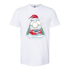 Christmas Soccer Ball Santa Hat Funny Soccer Player Xmas Gift Softstyle CVC T-Shirt