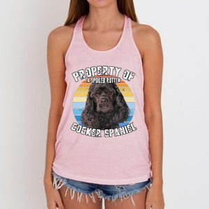 Cocker Spaniel Black Retro Property Of Cute Dog Women's Knotted Racerback Tank