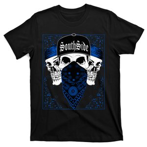 Calidesign Southside Blue Bandana Skull Gangster Sur T-Shirt