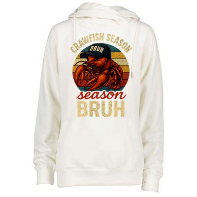 Crawfish Season Bruh Crawfish Seafood Festival Retro Sunset  Womens Funnel Neck Pullover Hood