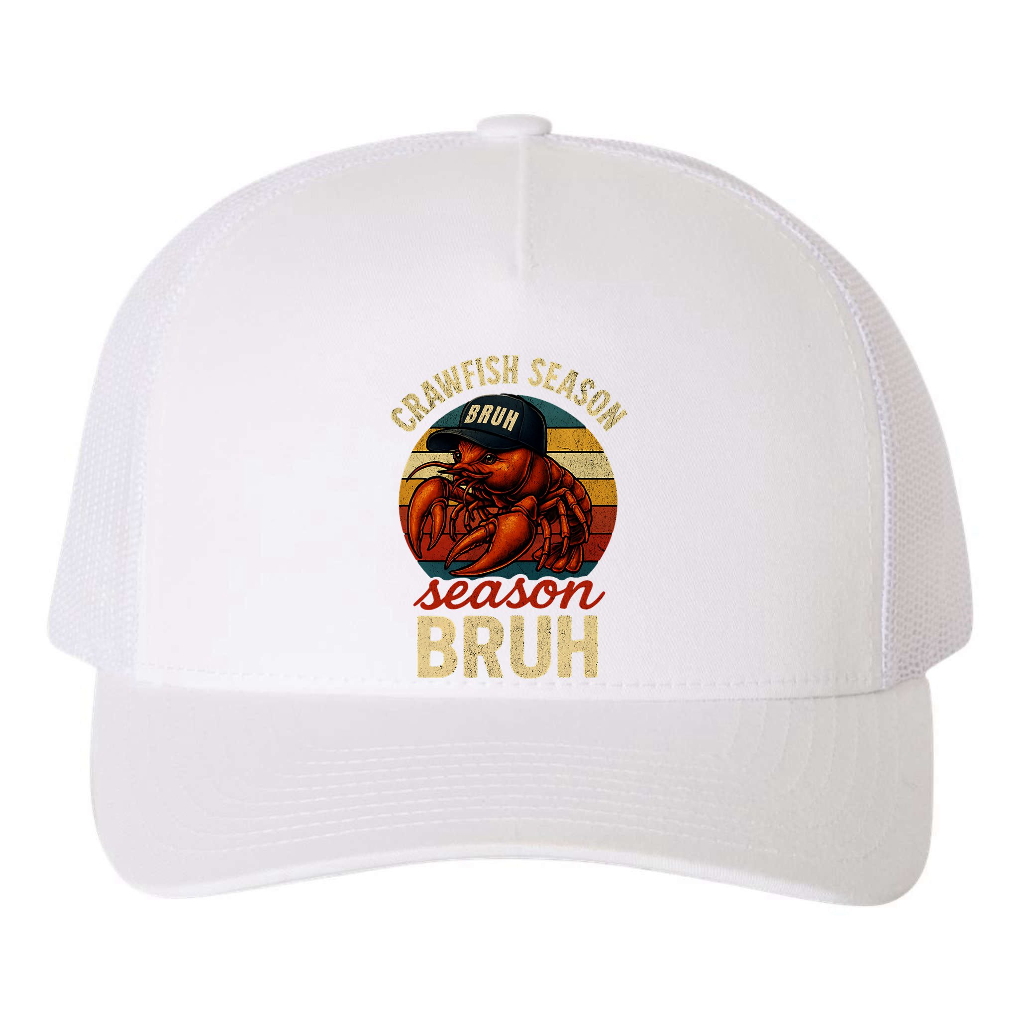 Crawfish Season Bruh Crawfish Seafood Festival Retro Sunset  Yupoong Adult 5-Panel Trucker Hat