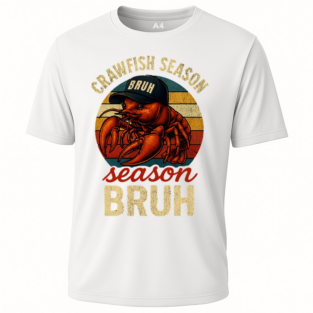 Crawfish Season Bruh Crawfish Seafood Festival Retro Sunset  Cooling Performance Crew T-Shirt