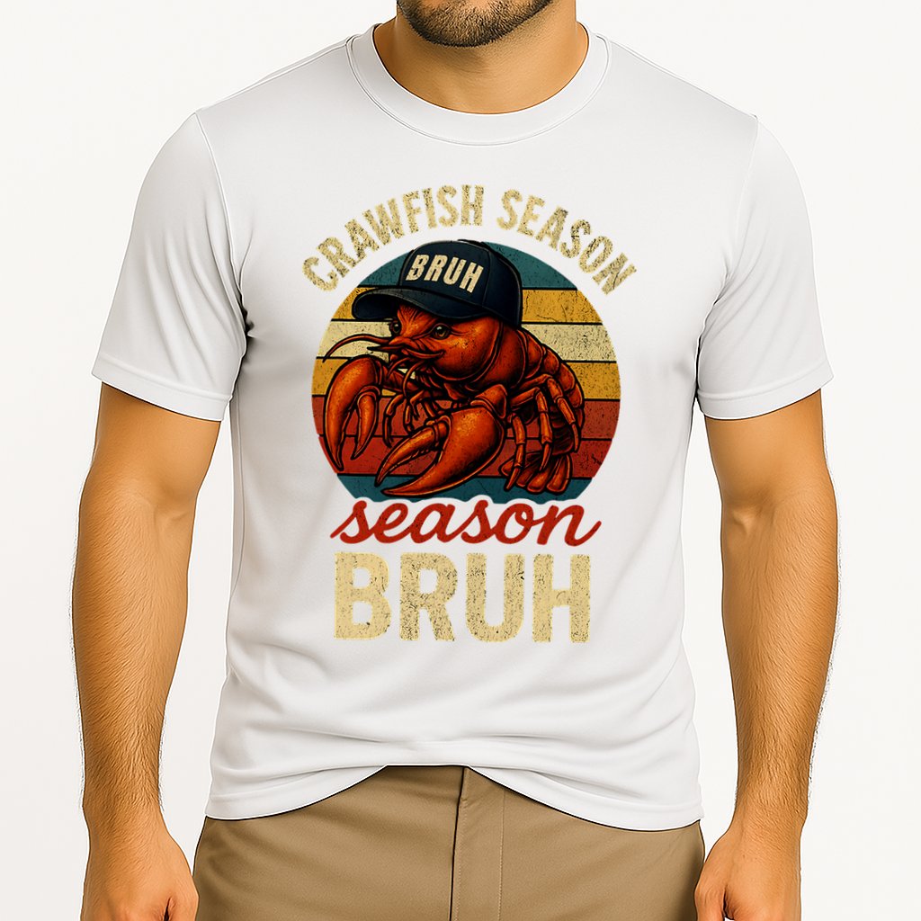 Crawfish Season Bruh Crawfish Seafood Festival Retro Sunset  Cooling Performance Crew T-Shirt