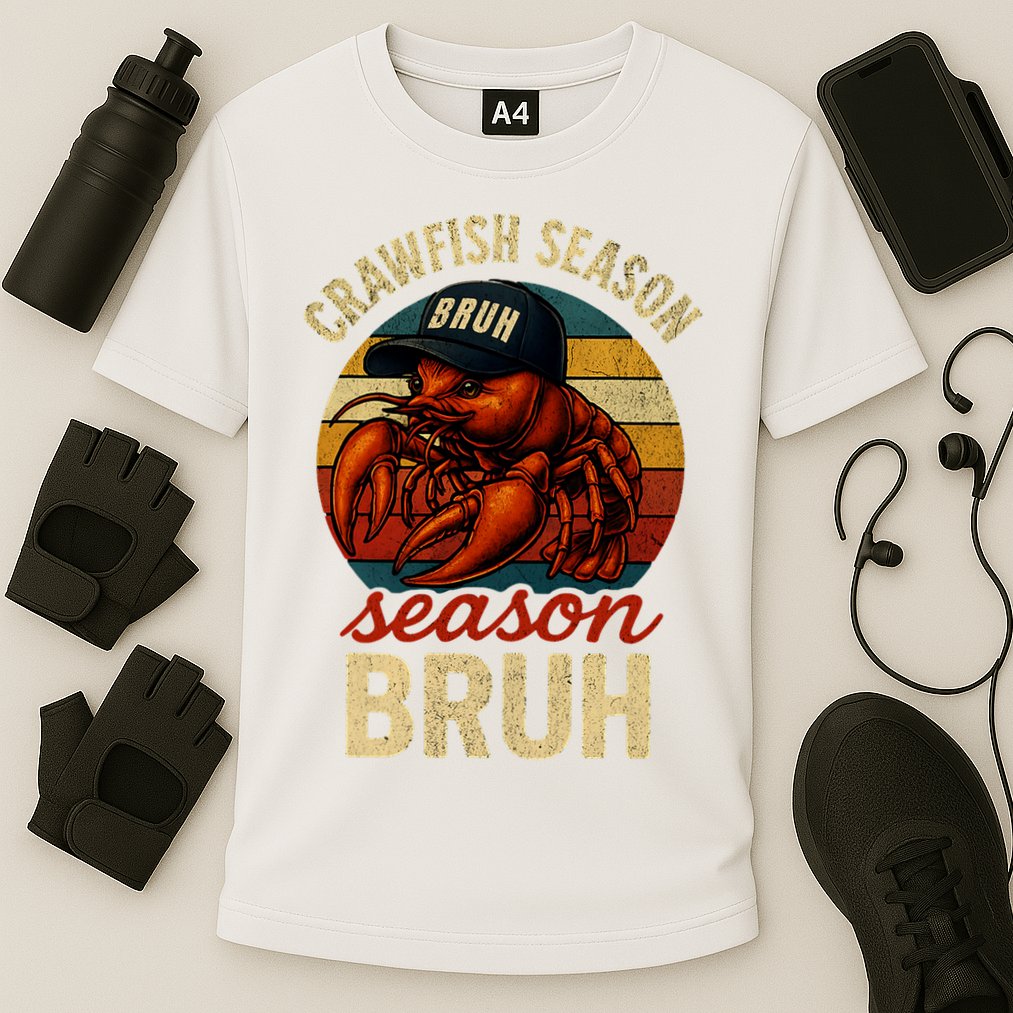 Crawfish Season Bruh Crawfish Seafood Festival Retro Sunset  Cooling Performance Crew T-Shirt