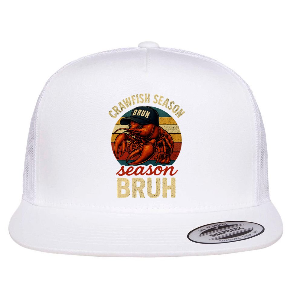 Crawfish Season Bruh Crawfish Seafood Festival Retro Sunset  Flat Bill Trucker Hat