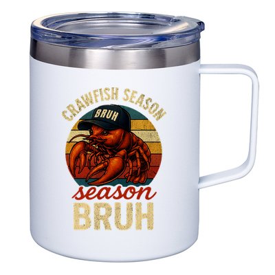 Crawfish Season Bruh Crawfish Seafood Festival Retro Sunset  12oz Stainless Steel Coffee Mug