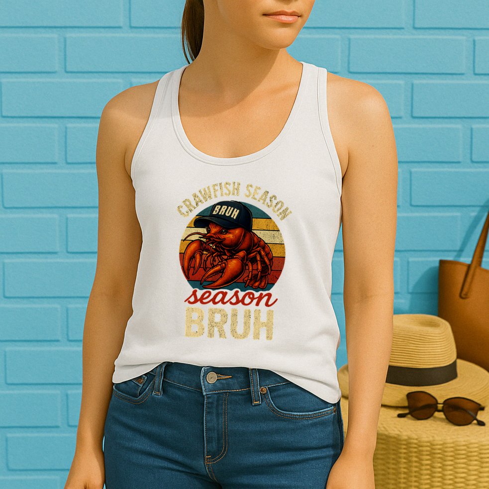 Crawfish Season Bruh Crawfish Seafood Festival Retro Sunset  Womens Tank Top