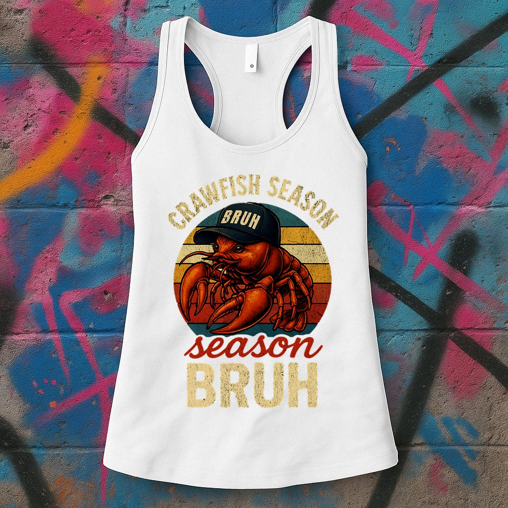 Crawfish Season Bruh Crawfish Seafood Festival Retro Sunset  Womens Tank Top