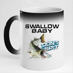 Cute Swallow Baby Dont Spit Striper Bass Fishing 11oz Black Color Changing Mug