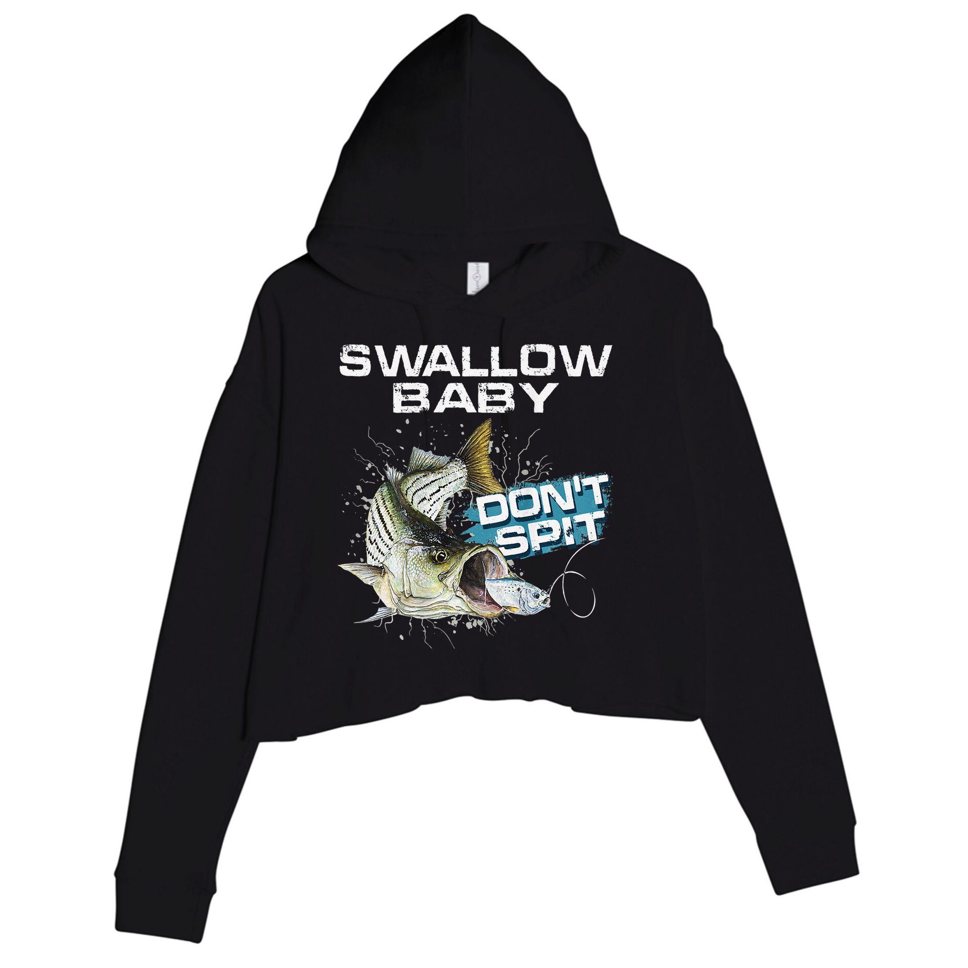 Cute Swallow Baby Dont Spit Striper Bass Fishing Crop Fleece Hoodie