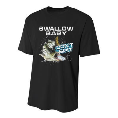 Cute Swallow Baby Dont Spit Striper Bass Fishing Youth Performance Sprint T-Shirt