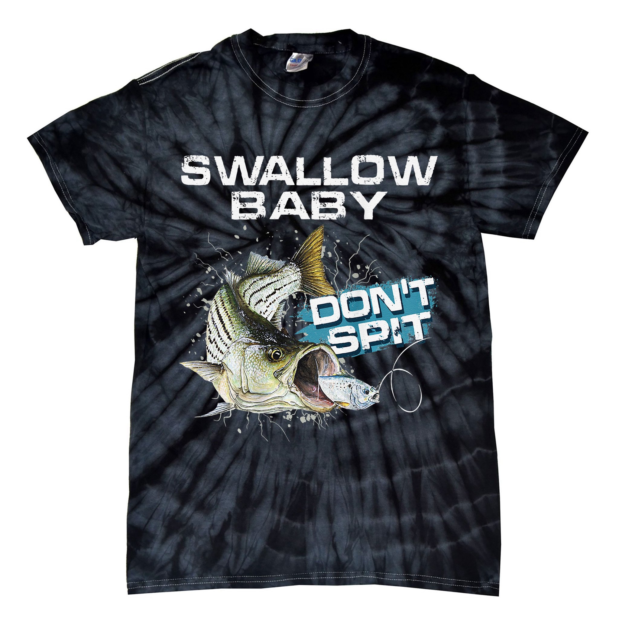 Cute Swallow Baby Dont Spit Striper Bass Fishing Tie-Dye T-Shirt